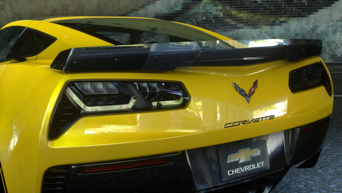 Yellow Chevrolet Corvette Z06 with Spoiler