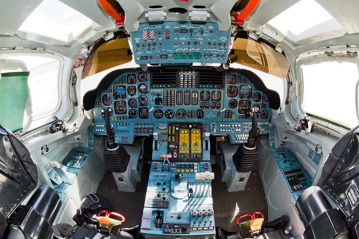 Cockpit of a Tupolev Tu-160 Strategic Bomber