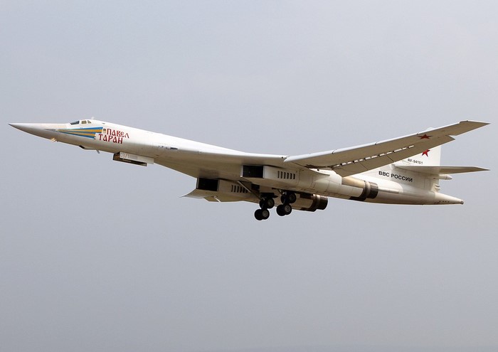 Tupolev Tu-160 strategic bomber 'Pavel Taran' in flight