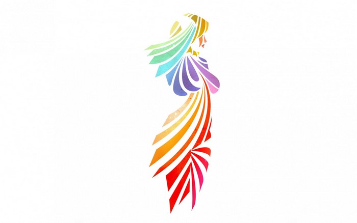 Abstract rainbow silhouette of a woman