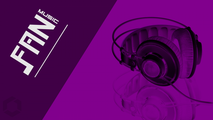 FAN MUSIC logo with headphones