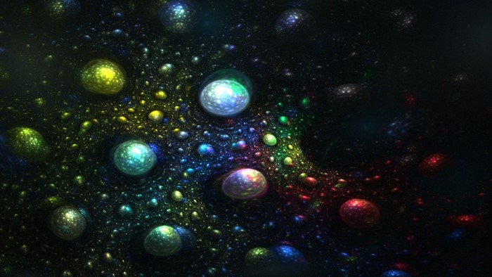 Abstract fractal spheres in a colorful galaxy
