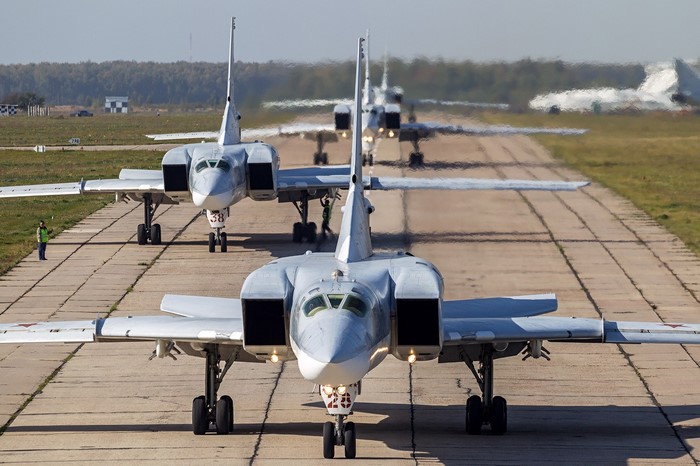 Tupolev Tu-22M3 bombers on a runway