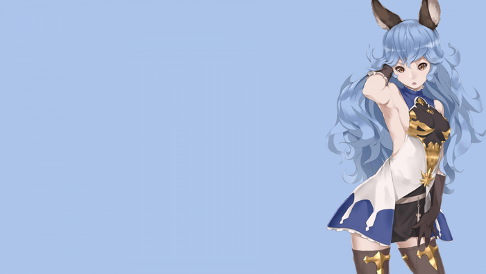 An illustration of a blue-haired anime girl with animal ears from Granblue Fantasy