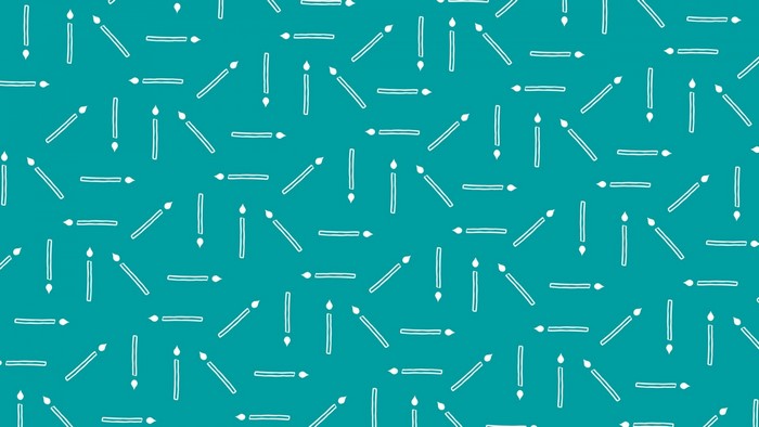 White candles on a teal background pattern