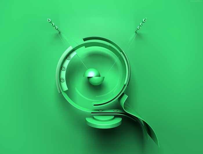 Green 3D Abstract Shape with Chains