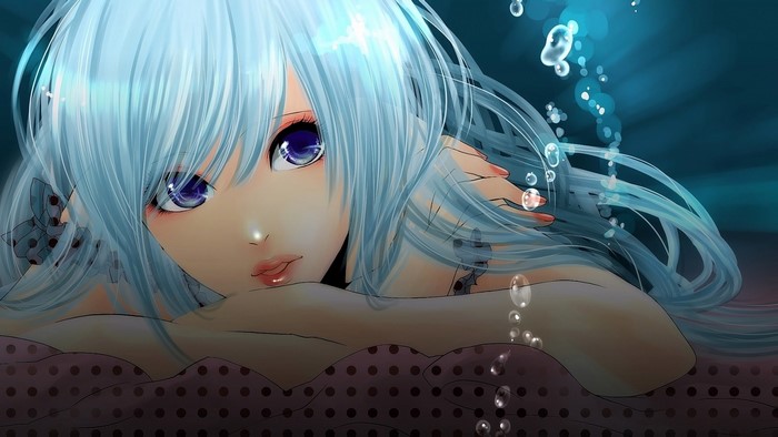 Hatsune Miku underwater illustration