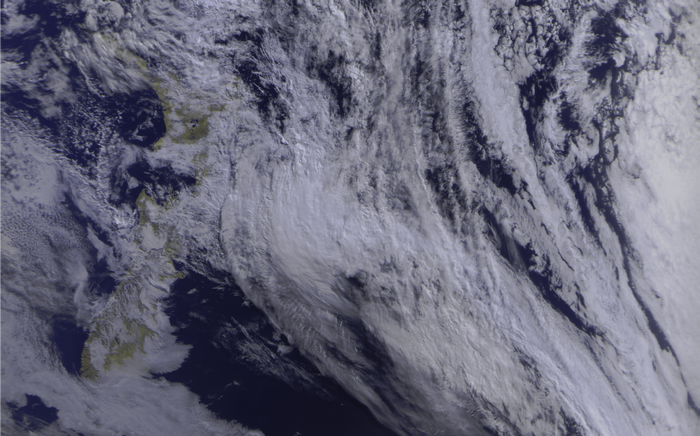 Satellite view of clouds over New Zealand