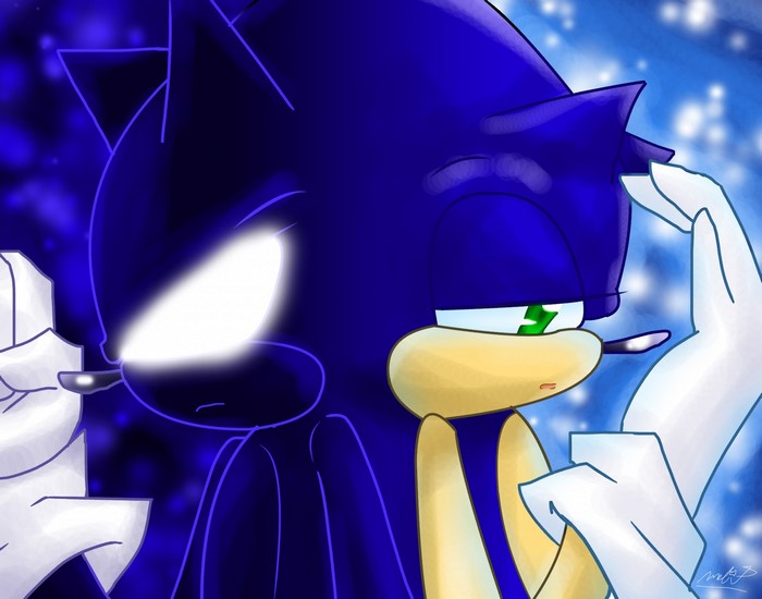 Sonic the Hedgehog Intense Dual Emotion Illustration