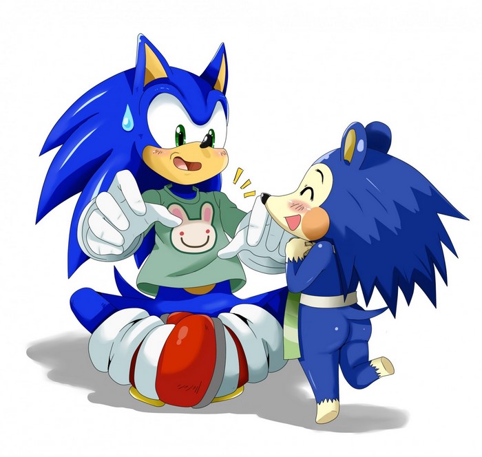 Sonic the Hedgehog and Isabelle crossover illustration