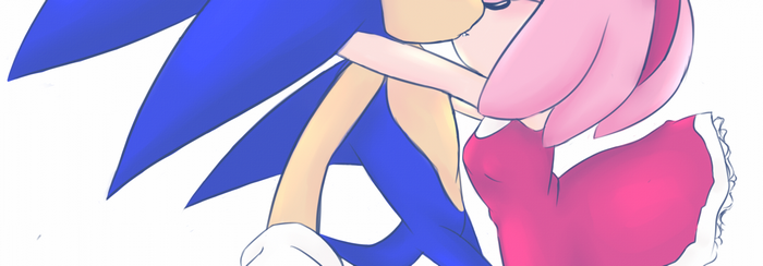 Sonic the Hedgehog and Amy Rose Kissing and Hugging