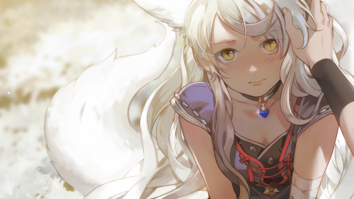 Anime girl with blond hair and fox ears