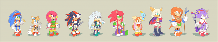 Sonic the Hedgehog and Gender-Swapped Characters Illustration