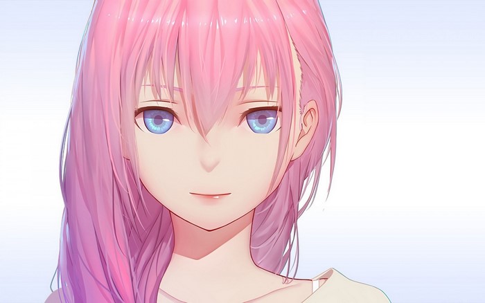 Megurine Luka from Vocaloid with pink hair and blue eyes