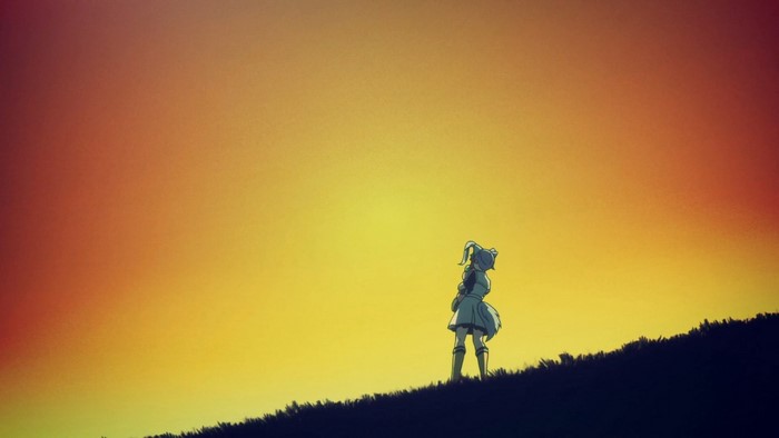 Girl on a hill at sunset from Musaigen no Phantom World