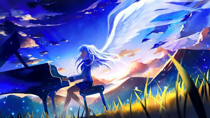 Tachibana Kanade from Angel Beats! playing piano