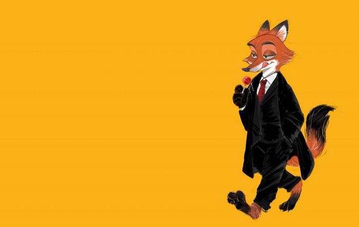 Nick Wilde from Zootopia with a lollipop