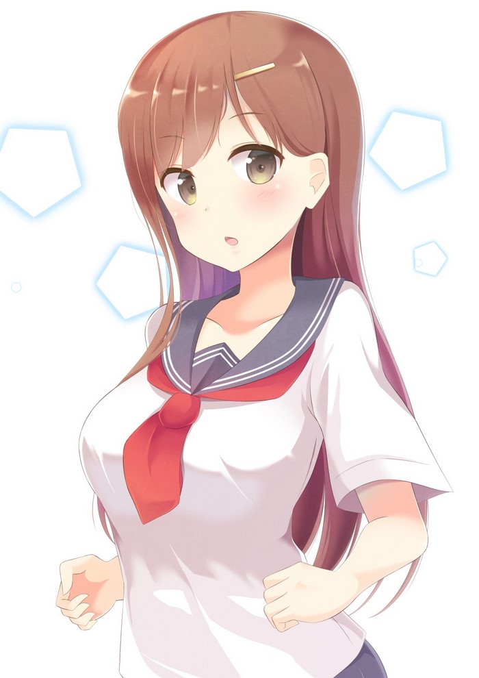 Anime girl in school uniform with red scarf