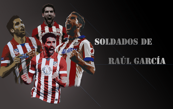 Atletico Madrid players celebrating, Raul Garcia