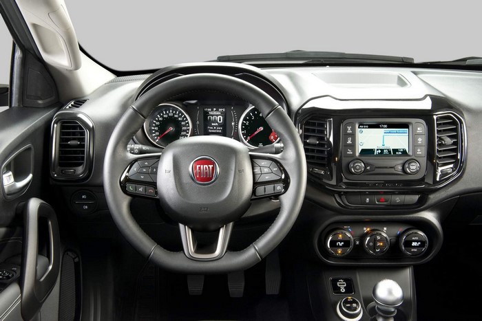 Fiat car interior with steering wheel and dashboard