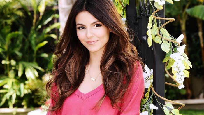 Victoria Justice in Pink Sweater Portrait