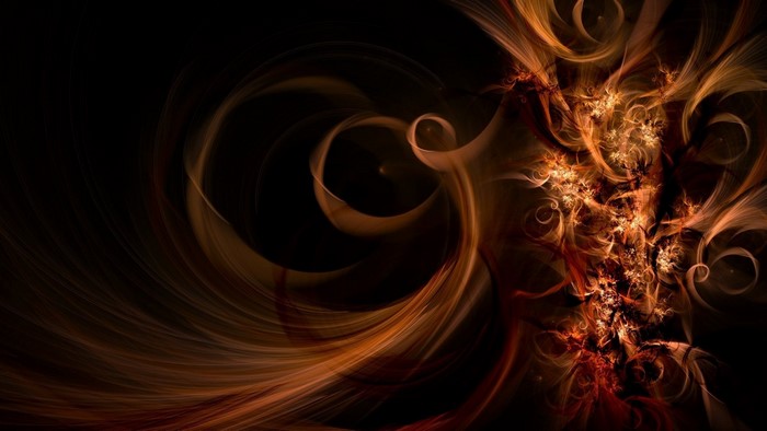 Abstract fractal art with fiery swirls
