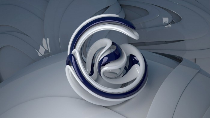 Abstract blue and white spiral shape