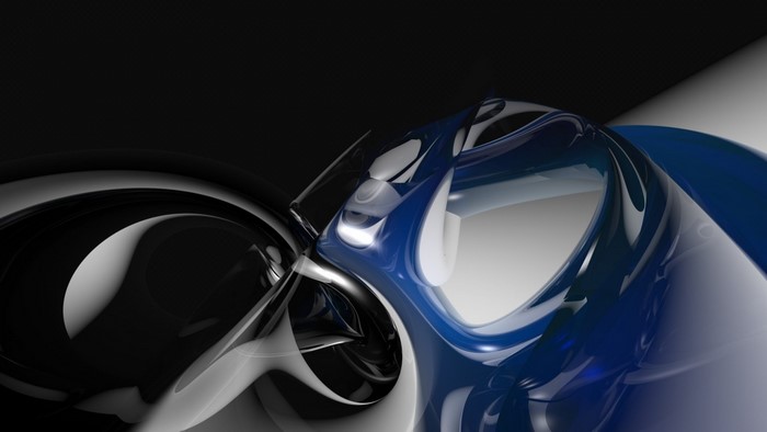 Abstract blue and black glossy shapes