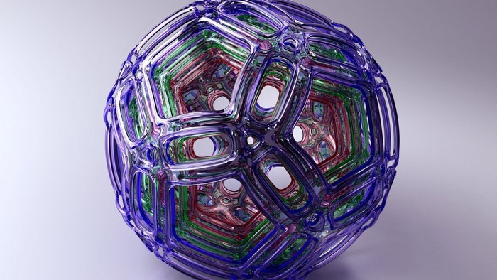 Abstract geometric sphere made of transparent colored layers