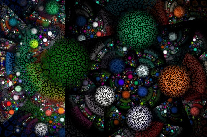 Colorful Abstract Fractal Spheres with Kaleidoscope Symmetry