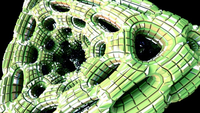 Abstract green fractal structure with holes