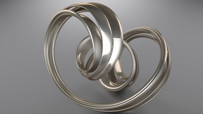 Abstract silver metal rings sculpture