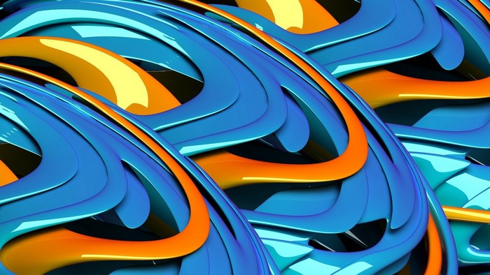 Abstract blue and orange wavy shapes