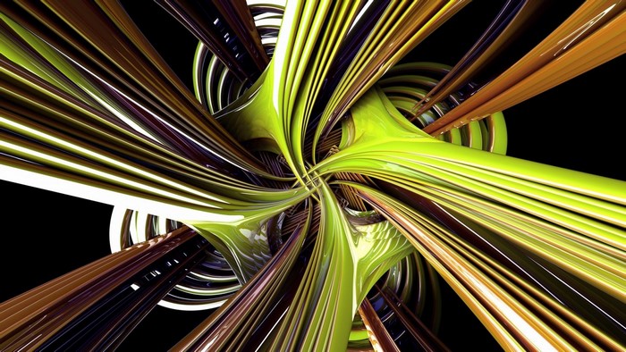 Abstract swirling green and brown lines