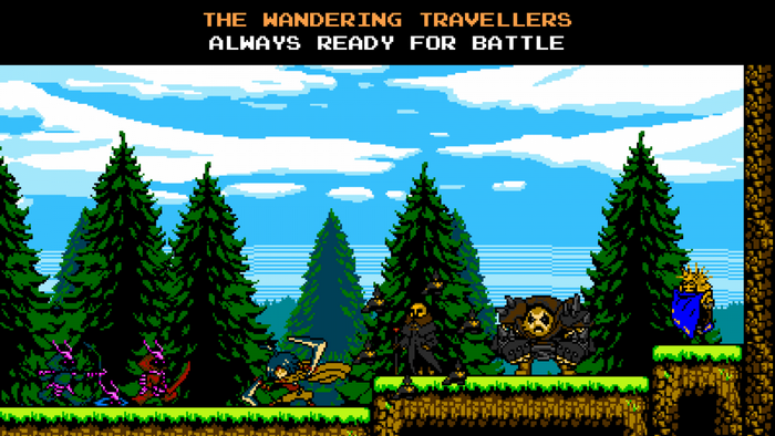 Shovel Knight characters in a forest setting