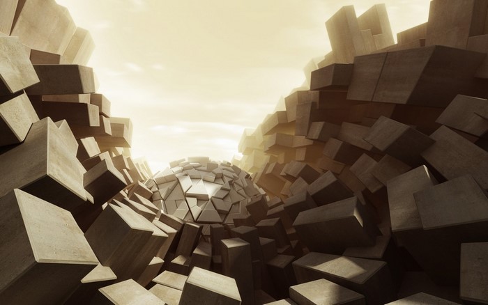 Abstract geometric shapes in a tunnel