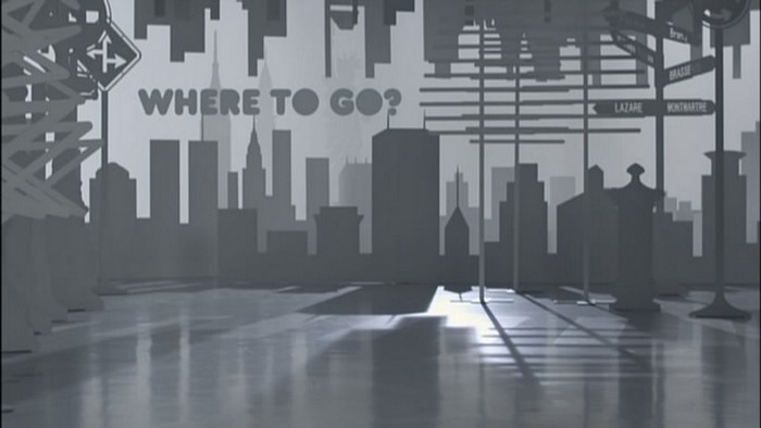 Where to Go? Cityscape with street signs
