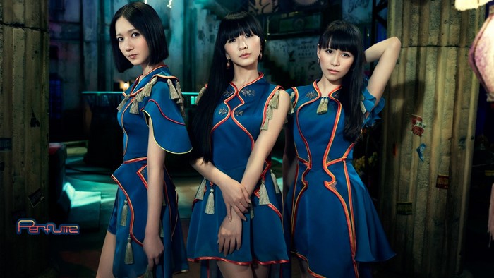 Perfume Band members in blue costumes