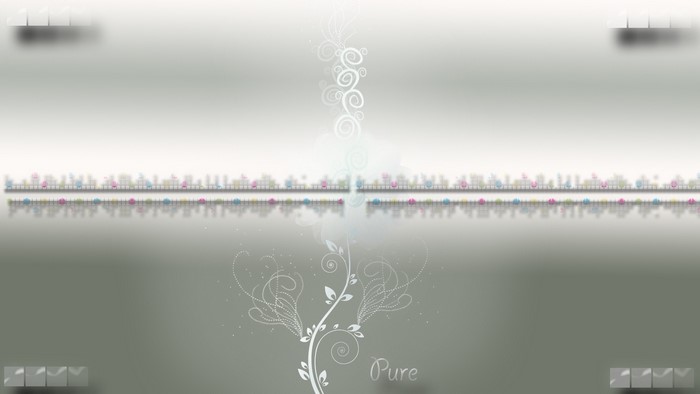Abstract floral design with reflection and text