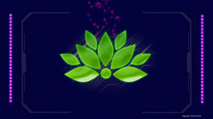 Digital lotus flower with circuit board pattern
