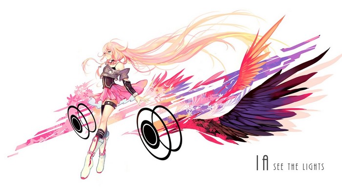 IA from Vocaloid with wings and headphones