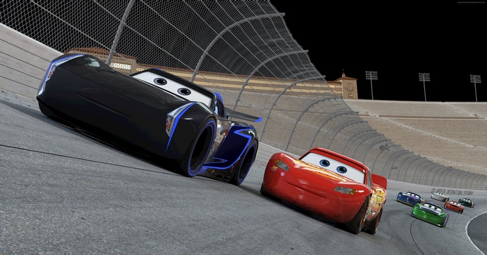 Lightning McQueen and Jackson Storm from Cars 3 racing