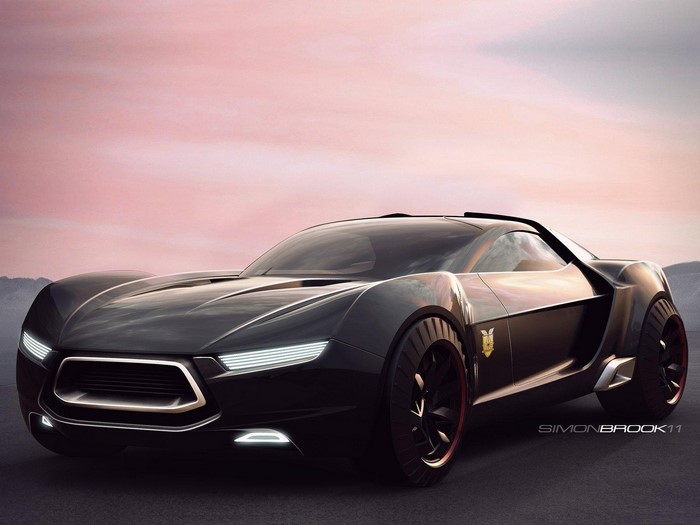 Black concept sports car with red accents