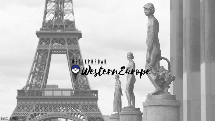 Eiffel Tower and Statues in Paris, France