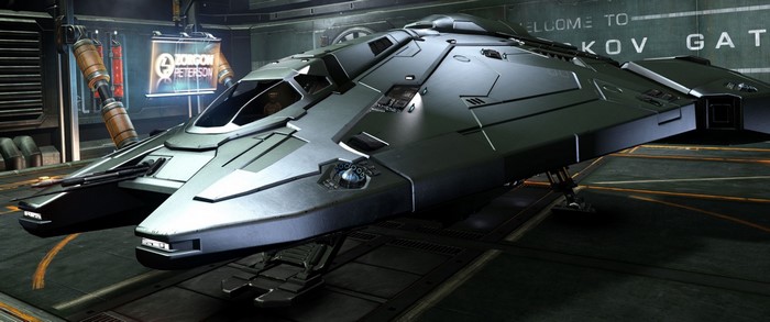 Viper MkIII spaceship from Elite Dangerous in a hangar