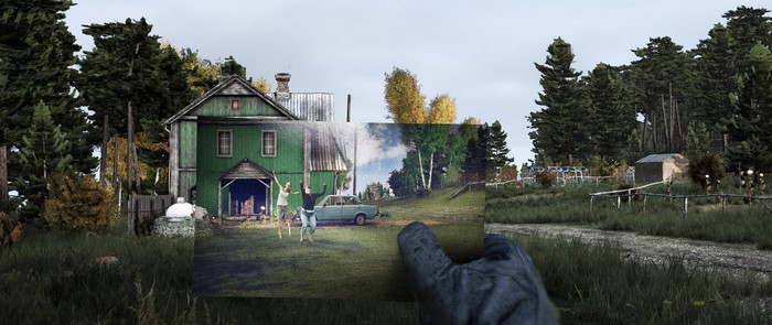 DayZ screenshot of a house with a photo overlay