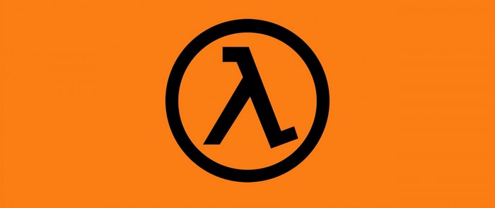 Half Life Lambda logo on orange background