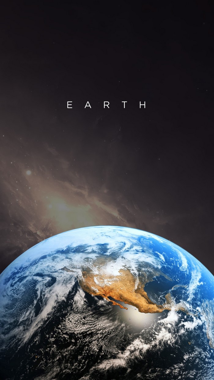 Earth from space with text