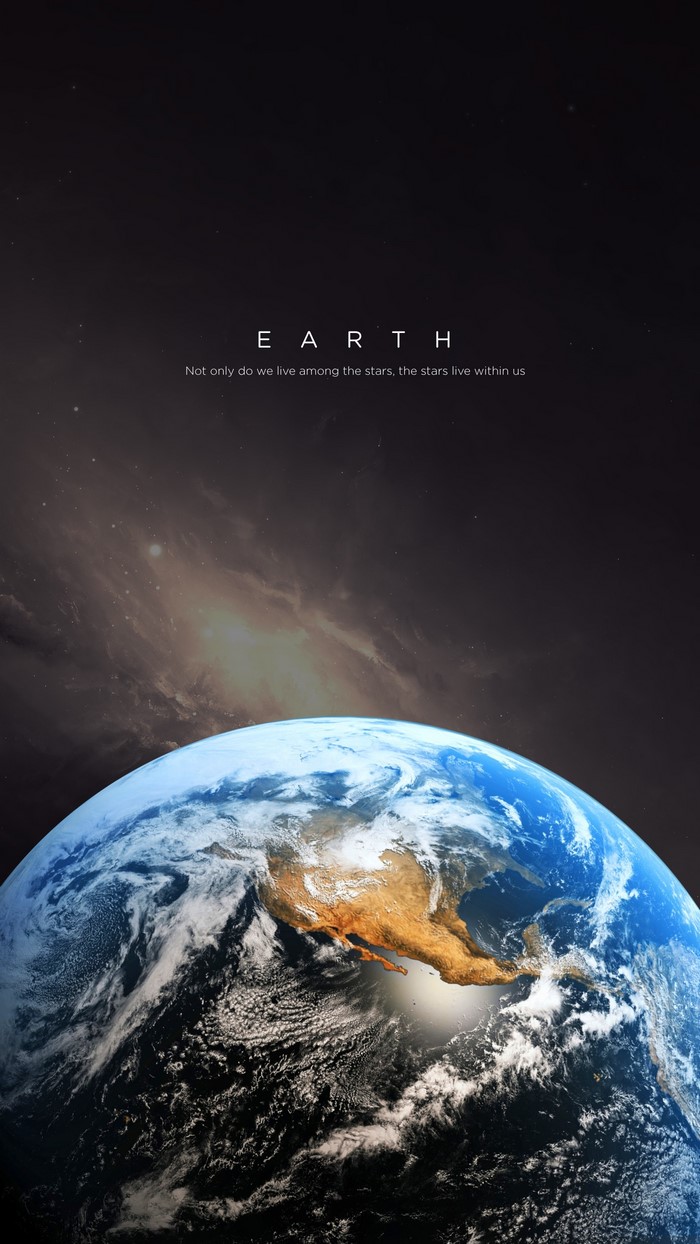 Earth from space with text