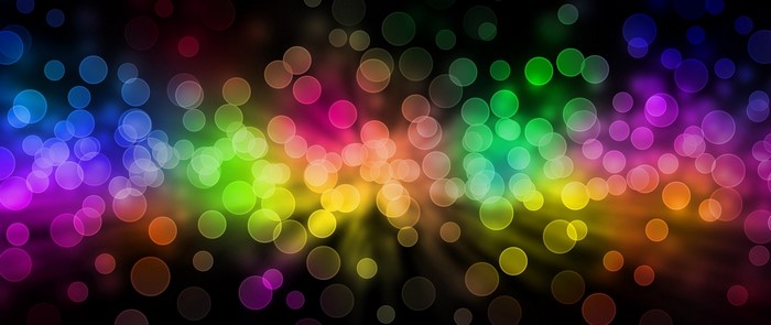 Colorful bokeh lights on a black background